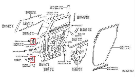 2015-2024 Nissan Murano Platinum Rear Right Door Hinge Upper and Lower Pair - Alshned Auto Parts