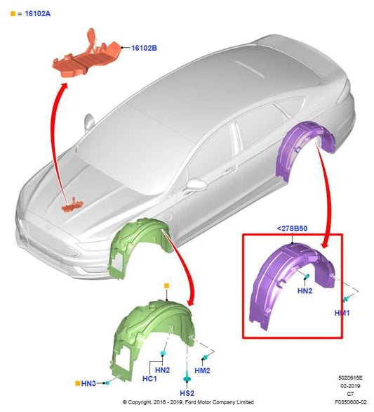 13-20 Ford Fusion Rear Driver Left Side Quarter Panel Inner Liner Splash Shield - Alshned Auto Parts