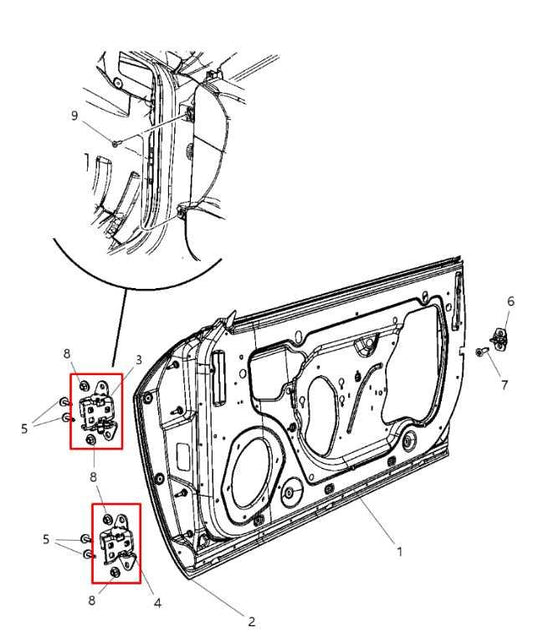 2012-23 Dodge Challenger SXT Front RH Door Hinge Upper and Lower Pair 68024106AE - Alshned Auto Parts