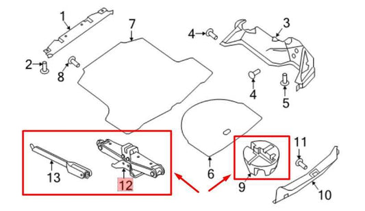 2009-2020 Nissan Maxima Lift Jack Tool Kit w/ Foam Holder 99550-JA00A OEM - Alshned Auto Parts