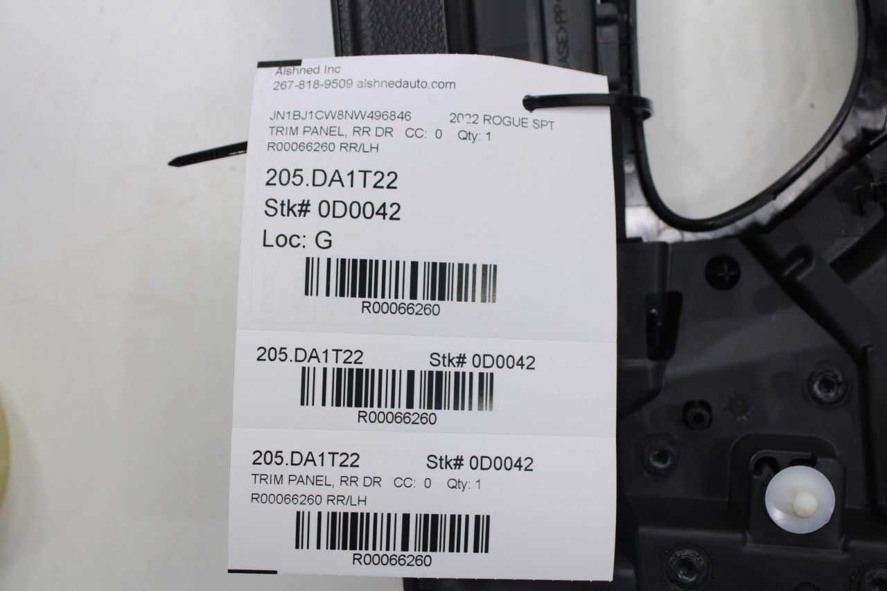 20-22 Nissan Rogue Sport SL AWD Rear Left Driver Door Trim Panel 82901-6MR0B OEM - Alshned Auto Parts