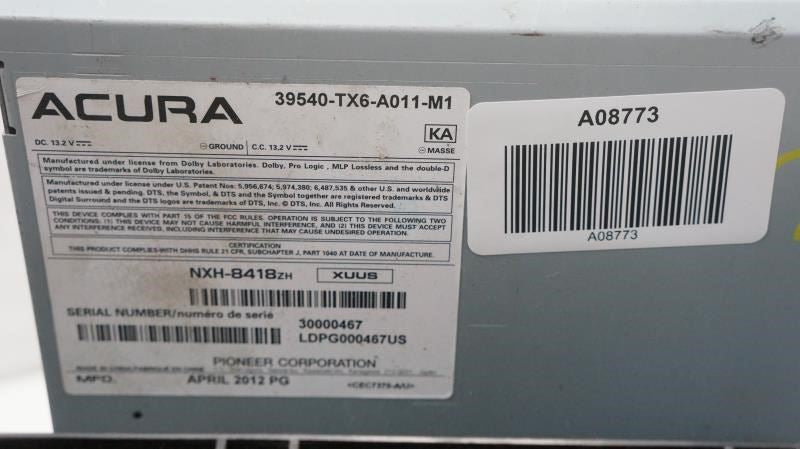 2013-14 Acura ILX Hybrid Pioneer CD Player Radio Receiver 39540-TX6-A011-M1 OEM10