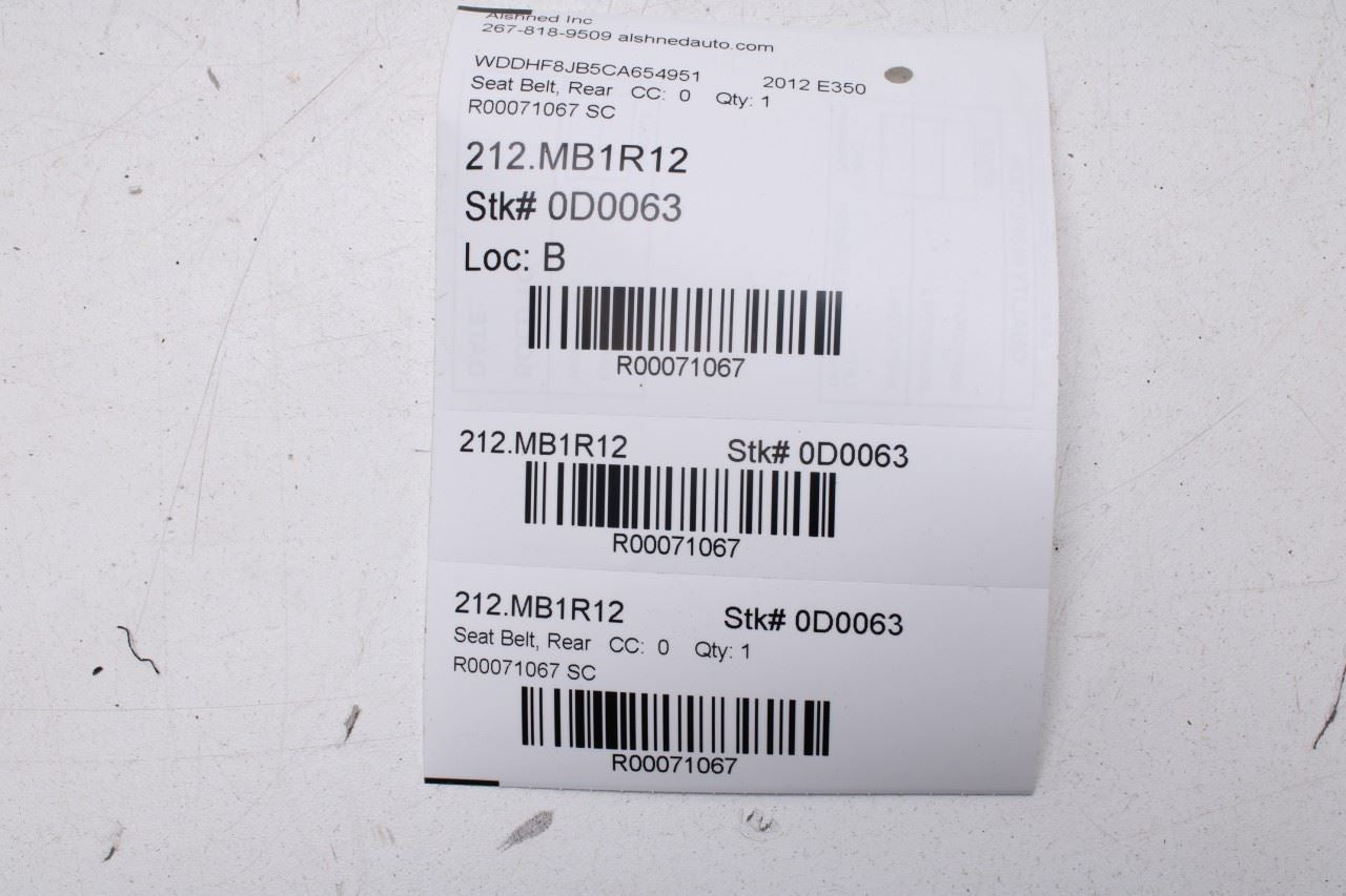 2010-16 Mercedes-Benz E350 4Matic Rear RH and LH 2nd Row Center Seat Belt Buckle - Alshned Auto Parts