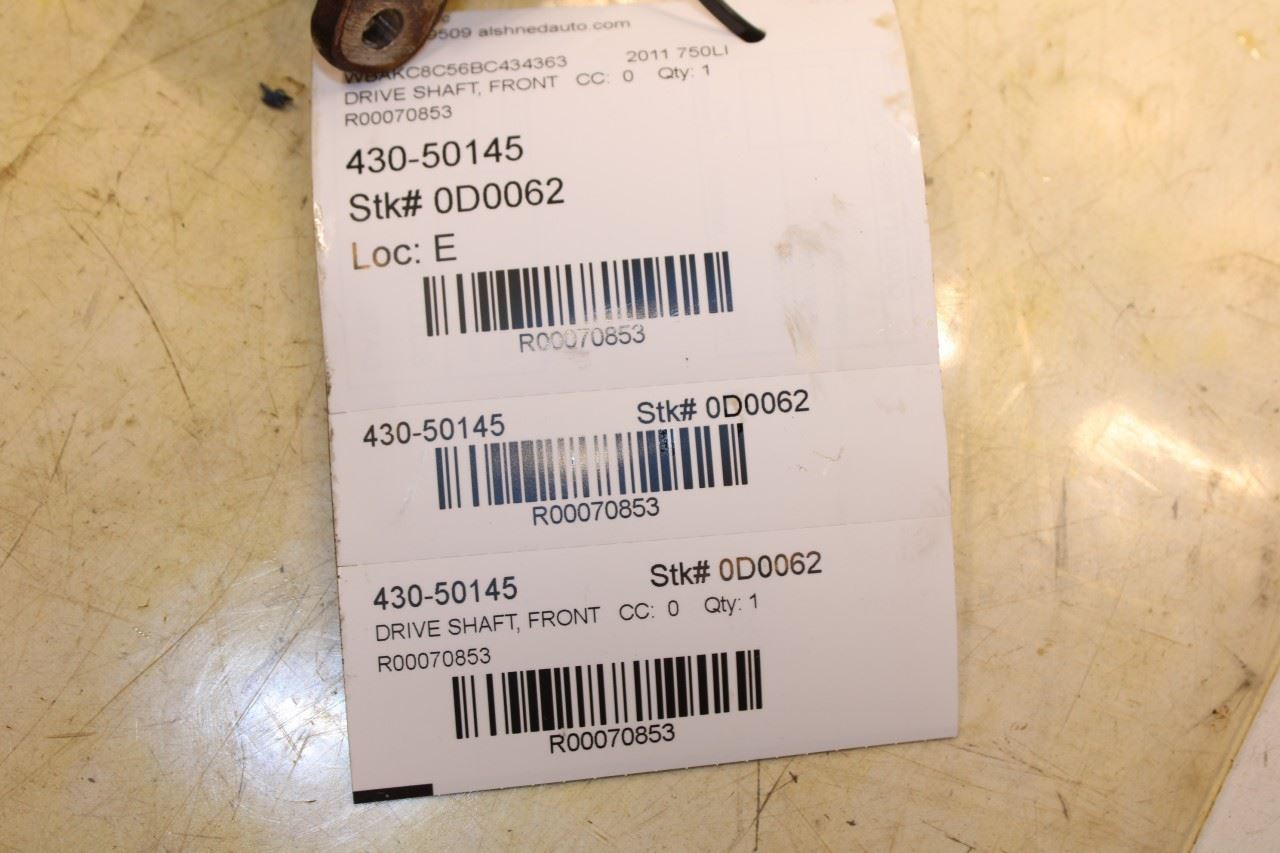 2010-2015 BMW 750Li xDrive 4.4L AWD Front Drive Shaft 26209425906 OEM - Alshned Auto Parts