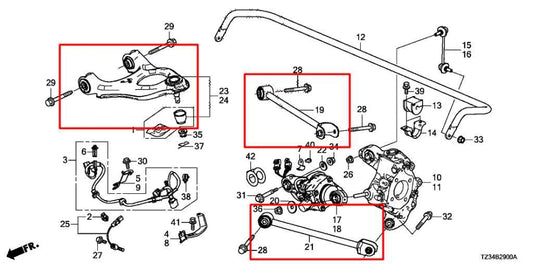 15-20 Acura TLX Tech 3.5L FWD Rear RH Side Upper and Lower Control Arm Set of 3 - Alshned Auto Parts