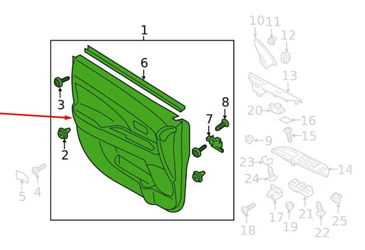 18-25 Mitsubishi Outlander Sport SE Front Right Side Door Trim Panel 7221D552XA - Alshned Auto Parts