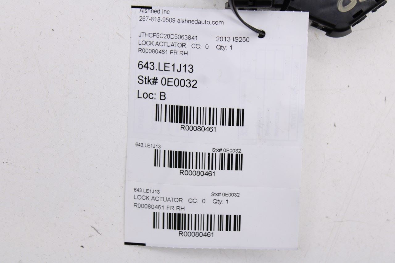 2006-2013 Lexus IS250 Front Right Side Door Lock Latch Actuator 69030-53100 OEM - Alshned Auto Parts