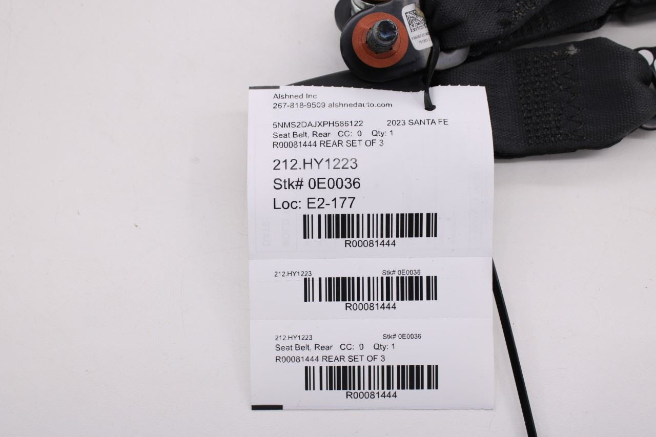 2019-23 Hyundai Santa Fe SEL Rear RH LH Side and Center 2nd Row Seat Belt Buckle14