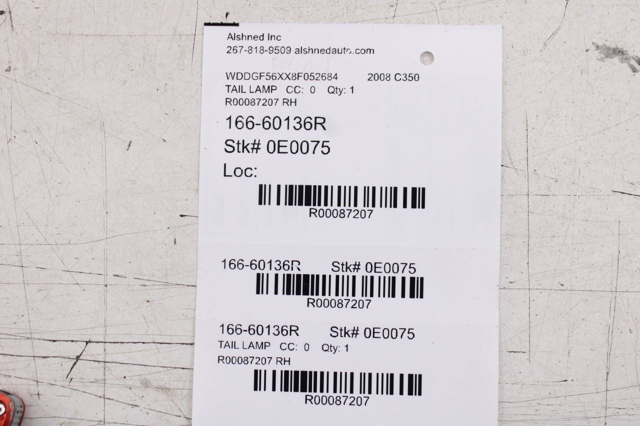 08-11 Mercedes-Benz C350 Sport Rear Right Side Tail Light Lamp 204-906-84-02-64 - Alshned Auto Parts