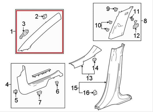 18-24 Chevrolet Equinox LT Front Right and Left A-Pillar Interior Trim 84230081 - Alshned Auto Parts