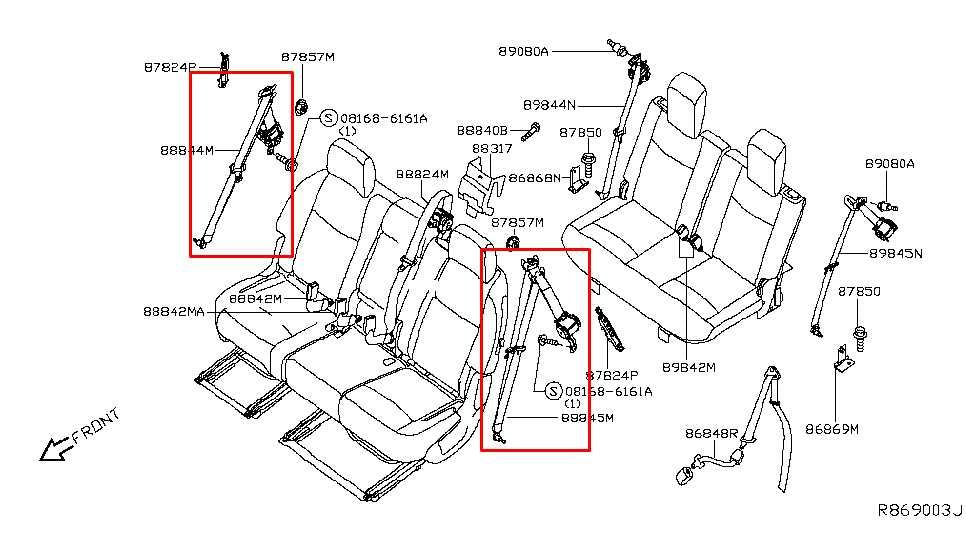 2014-20 Infiniti QX60 3.5L Rear Right and Left Side 2nd Row Seat Belt Retractor1