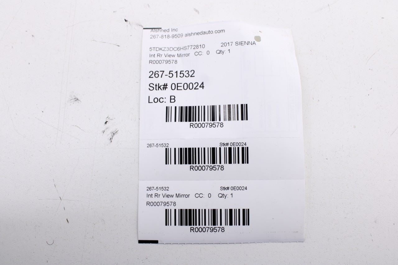 2014-2018 Toyota Sienna LE Interior Inside Rear View Mirror 87810-08040 OEM - Alshned Auto Parts