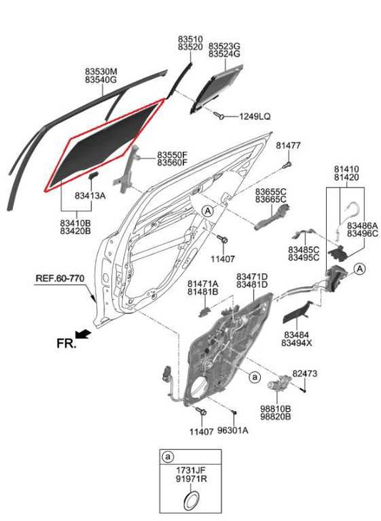 2018-2023 Kia Stinger GT2 AWD Rear Left Driver Side Door Window Glass 83410J5010 - Alshned Auto Parts