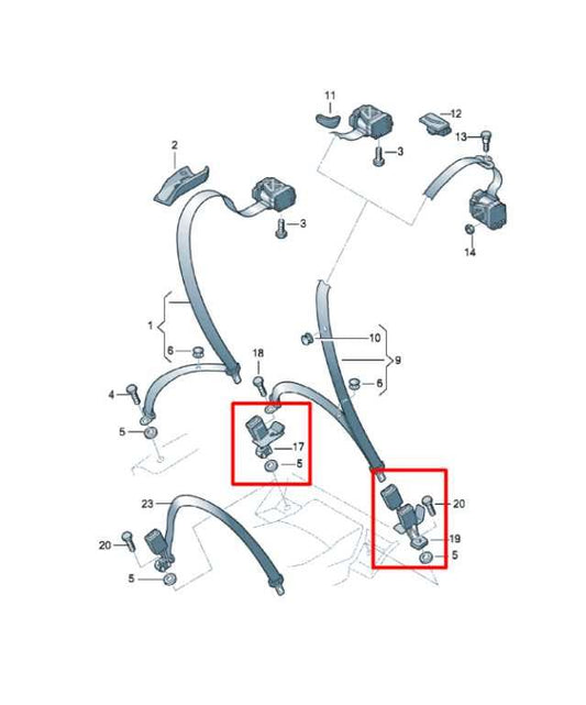 10-16 Audi S4 Premium Plus Rear Right and Left Side 2nd Row Seat Belt Buckle Set - Alshned Auto Parts