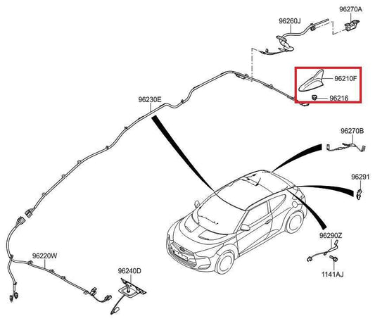 11-17 Hyundai Veloster Turbo Roof Exterior Shark Fin Radio Antenna 962102V801MZH - Alshned Auto Parts