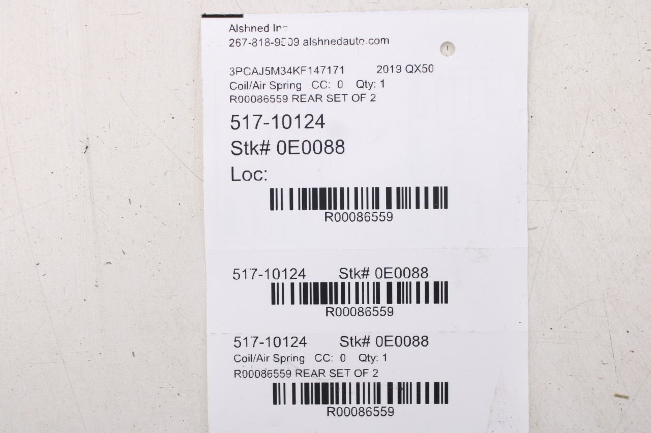 2019-2025 Infiniti QX50 ESSENTIAL Rear Right and Left Side Coil Spring Set - Alshned Auto Parts