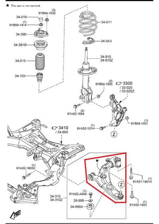 16-23 Mazda CX-9 Grand Touring 2.5L AWD Front Left Lower Control Arm TC3M34350A - Alshned Auto Parts