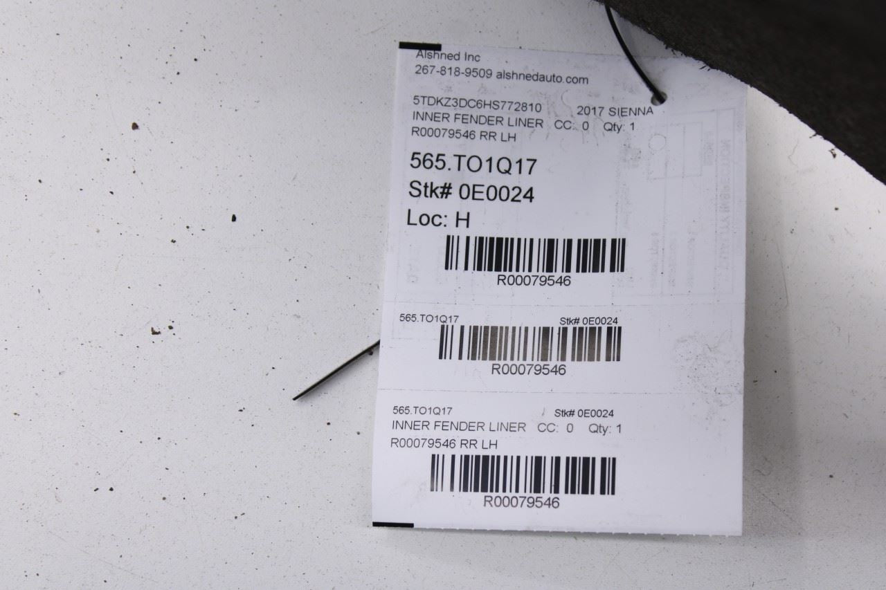 2011-2020 Toyota Sienna LE Rear Left Driver Side Wheelhouse Liner Splash Shield - Alshned Auto Parts
