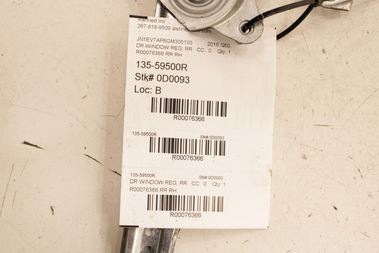 2014-2024 Infiniti Q50 Premium Rear Right Side Door Window Regulator w/ Motor - Alshned Auto Parts