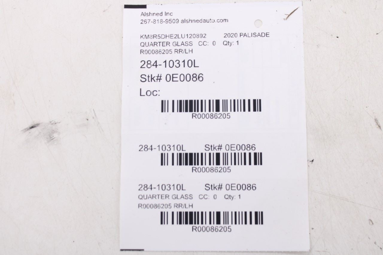 2020-26 Hyundai Palisade Limited AWD Rear Left Quarter Window Glass 87810-S8100 - Alshned Auto Parts