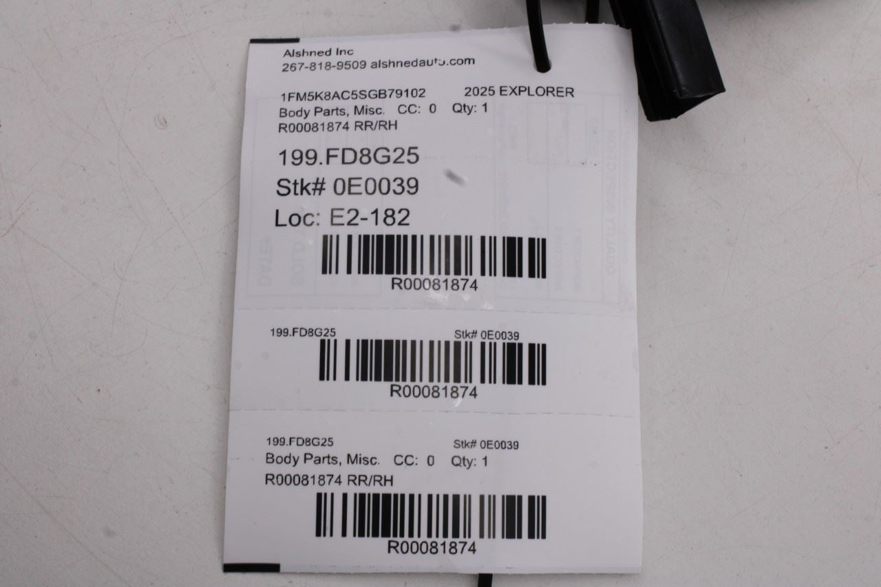 20-26 Ford Explorer Interceptor Rear Right Door B-Pillar Applique LB5BS254A40AE12