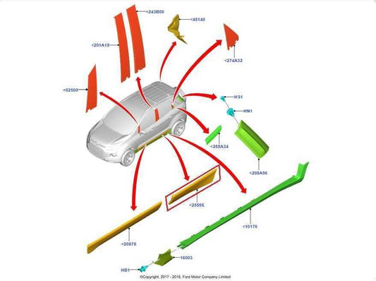 18-2022 Ford EcoSport SE Rear Left Door Lower Body Molding GN15-254A77-BA *ReaD - Alshned Auto Parts