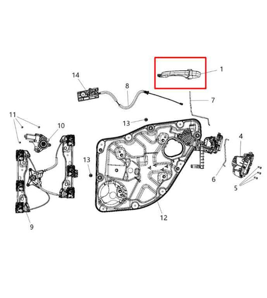 13-21 Dodge Durango SXT 3.6L AWD Rear Passenger Right Side Door Exterior Handle - Alshned Auto Parts