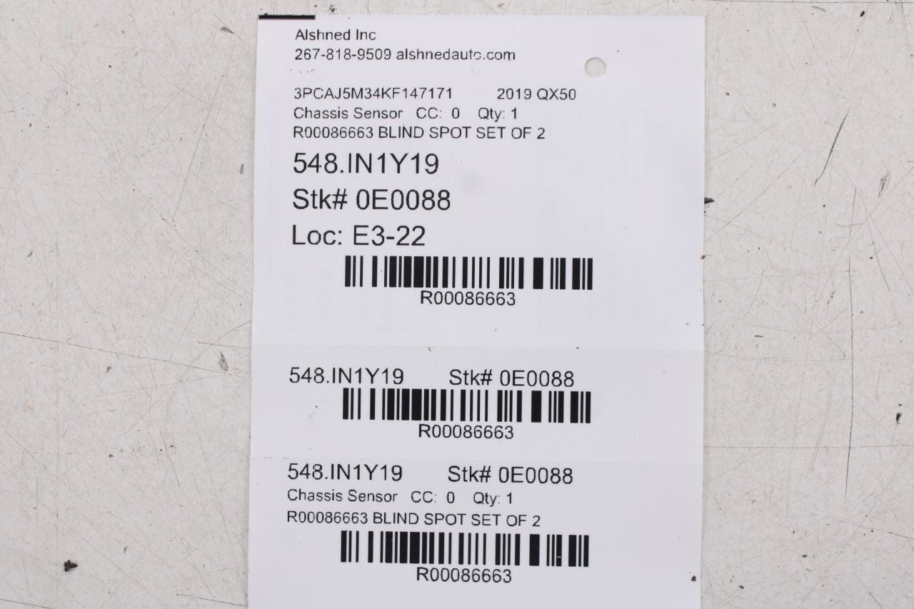19-2021 Infiniti QX50 ESSENTIAL RR Left and Right Blind Spot Radar Sensor Module - Alshned Auto Parts