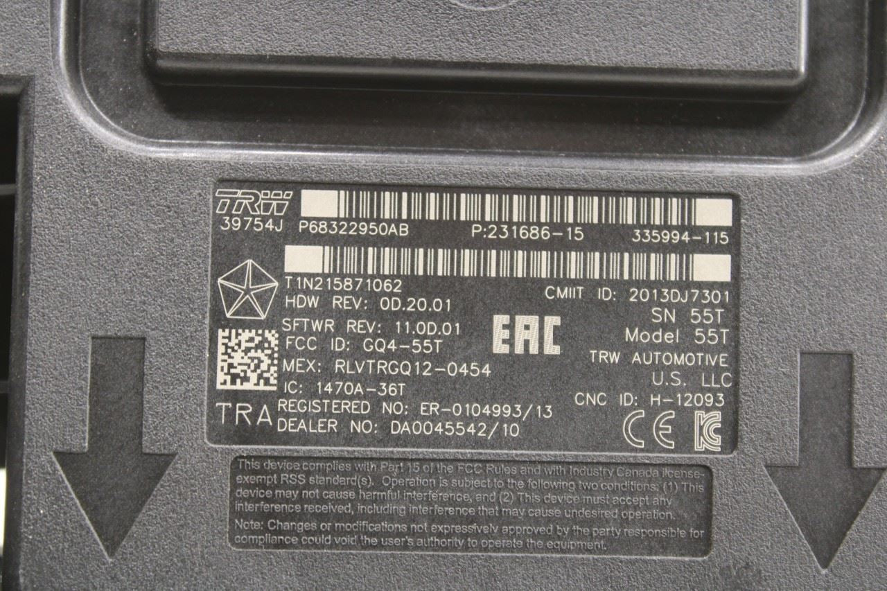 2019 Jeep Cherokee Latitude Hub Receiver Computer Control Module 68322950AB OEM - Alshned Auto Parts