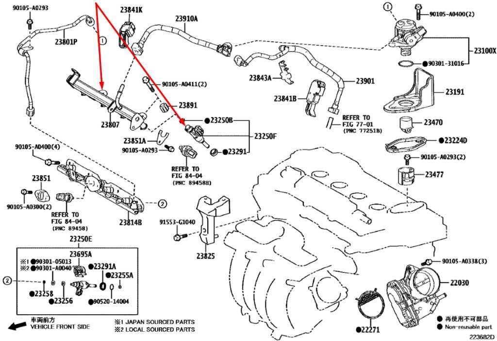 2020-2024 Toyota Corolla LE 2.0L Upper Fuel Rail with Injectors 23814-F2020 OEM1