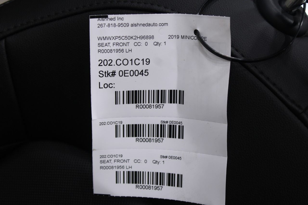 2014-22 Mini Hardtop Cooper Front Driver Left Side Seat Complete 52-10-7-310-63714