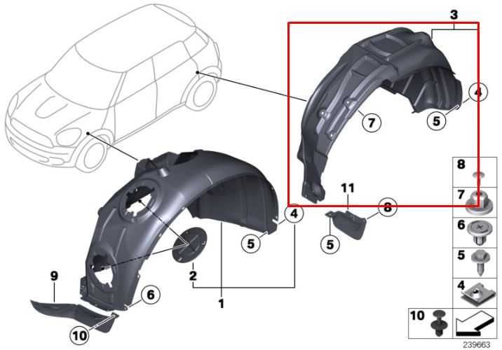 2011-2016 Mini Countryman Cooper S Rear Left Side Wheelhouse Liner Splash Shield1
