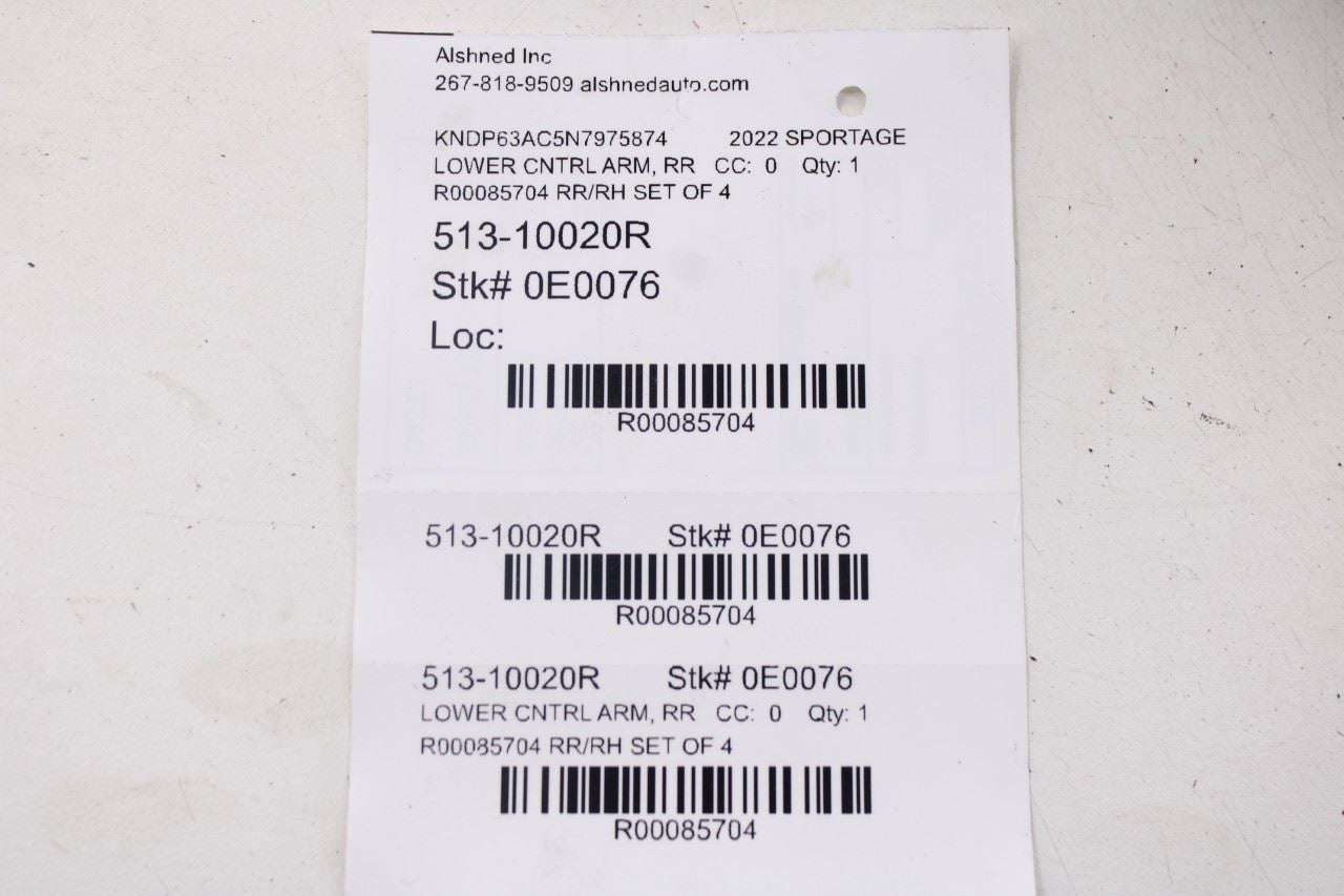 16-22 Kia Sportage Nightfall 2.4L Rear Passenger Right Side Control Arm Set of 4 - Alshned Auto Parts