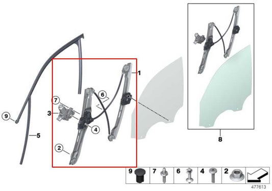 2011-2017 BMW X3 xDrive28i Front Left Door Window Regulator w/ Motor 51337355635 - Alshned Auto Parts