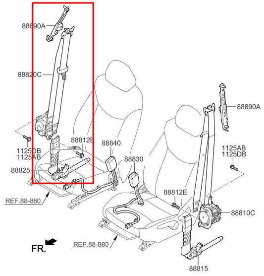 2016-20 Hyundai Elantra Value Edition 2.0L Front Right Side Seat Belt Retractor - Alshned Auto Parts