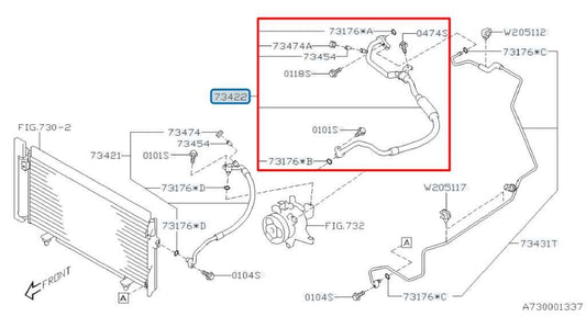 2021 Subaru WRX Premium 2.0L AC Conditioning Suction Hose Tube Pipe 73425VA090 - Alshned Auto Parts