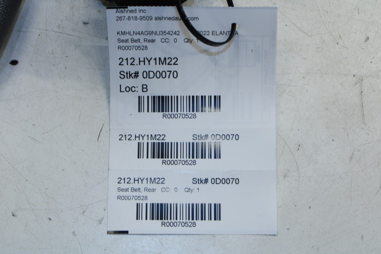 21-23 Hyundai Elantra SEL 2.0L Rear Driver Left Side 2nd Row Seat Belt Retractor - Alshned Auto Parts