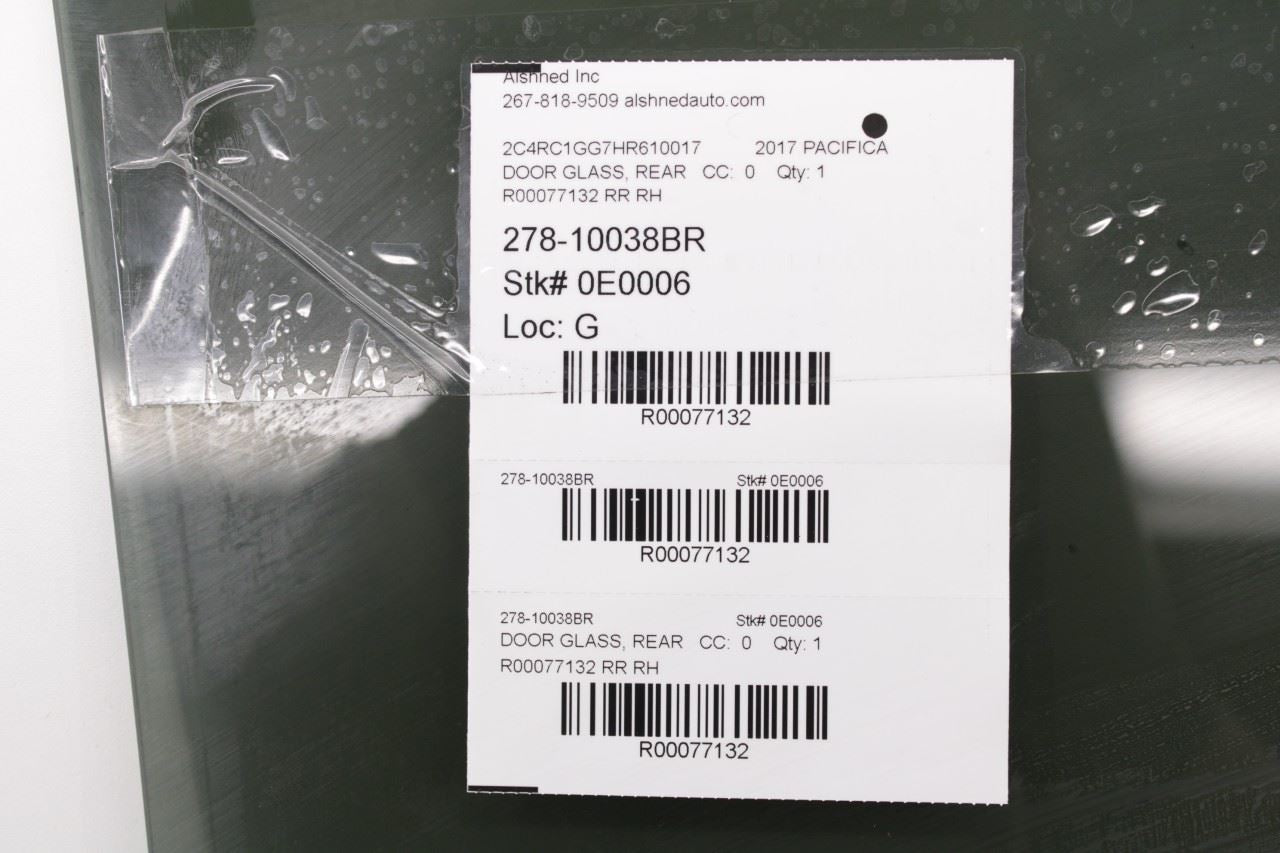 2017-2024 Chrysler Pacifica Limited Rear Right Door Window Glass 68231942AA OEM - Alshned Auto Parts
