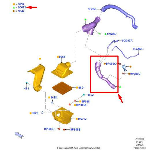2015-2020 Ford F150 XL 2.7L Air Filter Inlet Tube FL34-9W625-DC OEM - Alshned Auto Parts