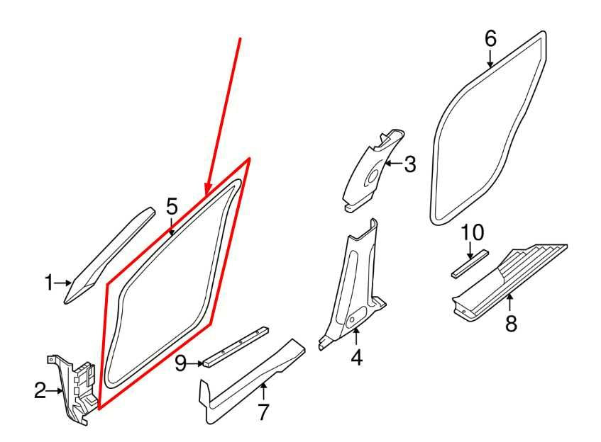 2017-2020 Nissan Pathfinder SV Front Left Door Weatherstrip On Body 76922-3KA1A - Alshned Auto Parts