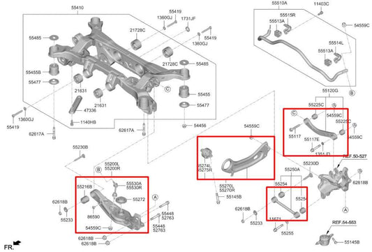 19-20 Hyundai Santa Fe SEL AWD Rear LH Side Lower and Upper Control Arm Set of 4 - Alshned Auto Parts