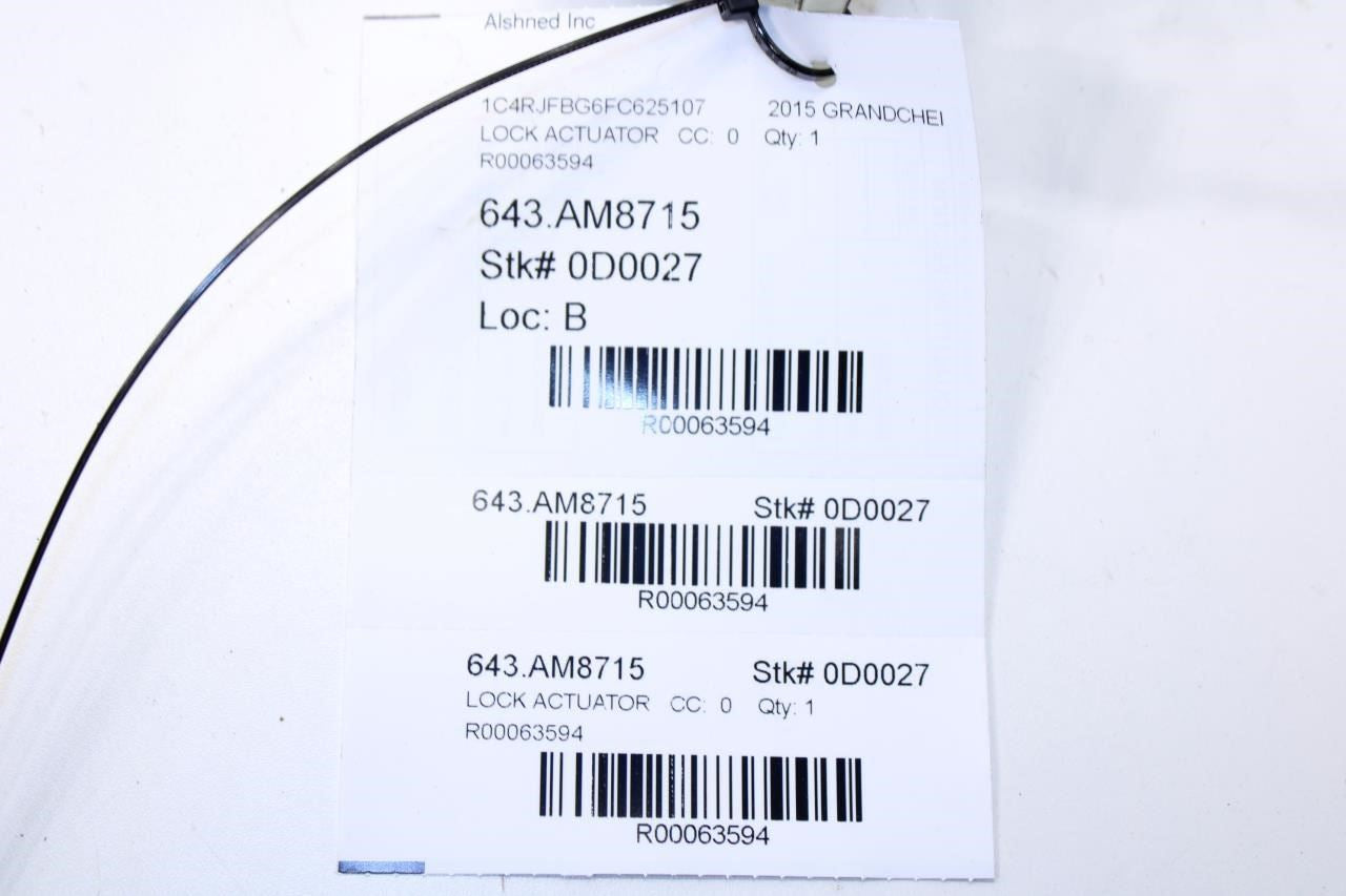 11-21 Jeep Grand Cherokee Limited Rear Right Door Lock Latch Actuator 4589922AH - Alshned Auto Parts