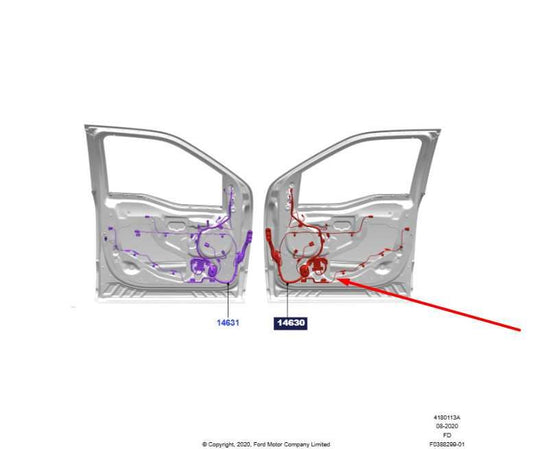 2022-26 Ford F150 XLT Supercrew Front Right Side Door Wire Harness PL3T-14630-FC - Alshned Auto Parts