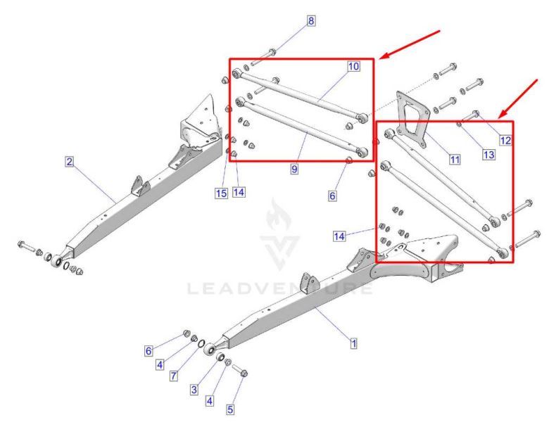 21-23 Polaris RZR XP 1000 RR LH Up & Low Radius Rod 1544029-458 1544030-458 - Alshned Auto Parts