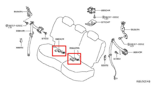 15-23 Nissan Murano Platinum Rear RH and LH 2nd Row Center Seat Belt Buckle Set - Alshned Auto Parts