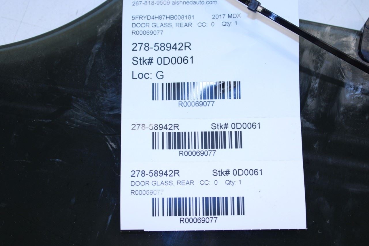 2014-2020 Acura MDX Advance Rear Right Side Door Window Glass 73400-TZ5-H00 OEM - Alshned Auto Parts