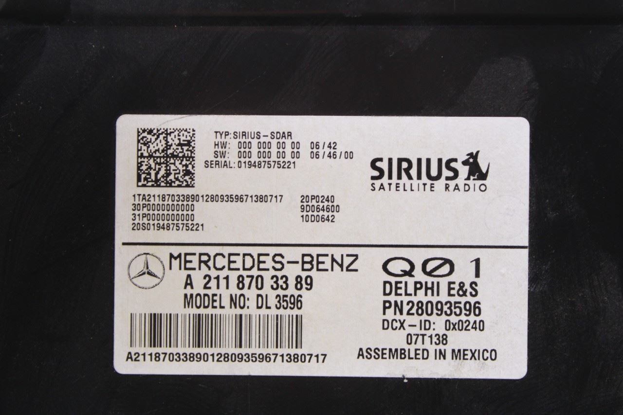 2006-2009 Mercedes-Benz CLK 350 Sirius Satellite Radio Receiver 2118703389 OEM - Alshned Auto Parts