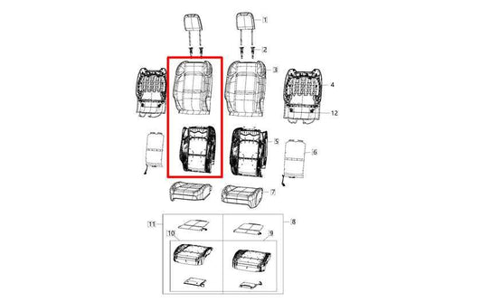 2020-2023 Jeep Gladiator Front Right Side Seat Upper Cushion 6PW34TX7AH OEM - Alshned Auto Parts