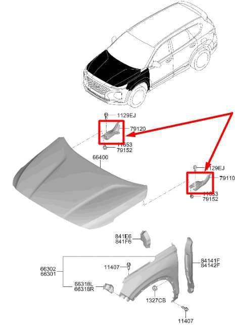 2019-23 Hyundai Santa Fe Front Left and Right Side Hood Bonnet Lid Support Hinge1
