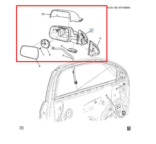 2010-11 Chevrolet Equinox LT 2.4L Driver Left Side Rear View Mirror 20858744 OEM - Alshned Auto Parts